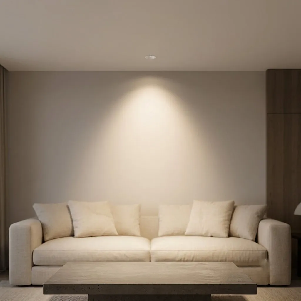 Đèn spotlight âm trần chống chói VRC-Galaxy S hắt sáng mảng tường sau sofa phòng khách